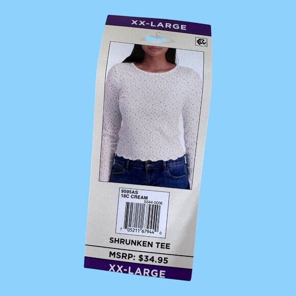 Aeropostale Seriously Soft Shrunken Tee XXL Floral Print White Long Sleeve NEW - Picture 4 of 6